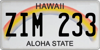 HI license plate ZIM233