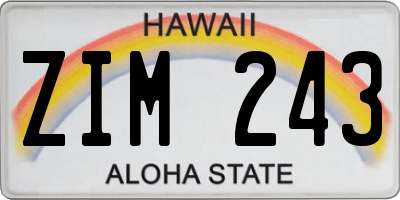 HI license plate ZIM243