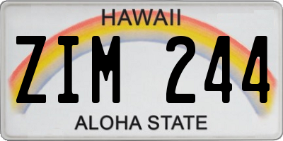 HI license plate ZIM244