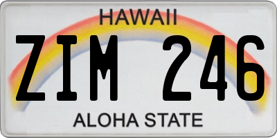 HI license plate ZIM246