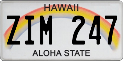 HI license plate ZIM247