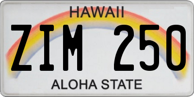 HI license plate ZIM250