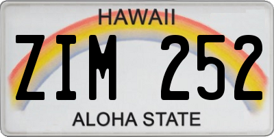 HI license plate ZIM252