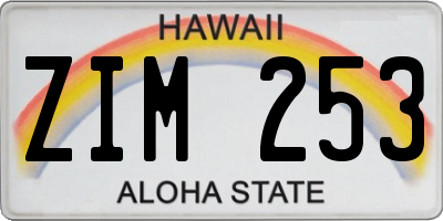 HI license plate ZIM253