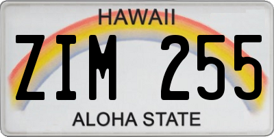 HI license plate ZIM255