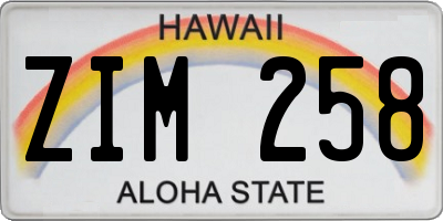 HI license plate ZIM258