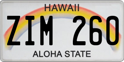 HI license plate ZIM260