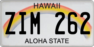 HI license plate ZIM262