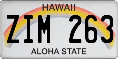 HI license plate ZIM263