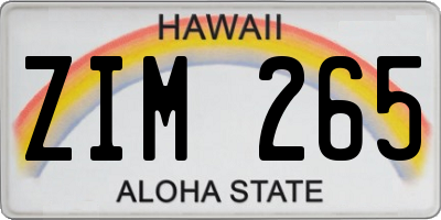 HI license plate ZIM265