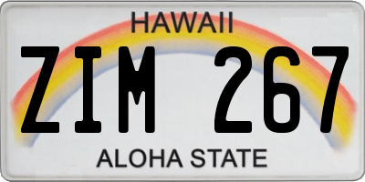 HI license plate ZIM267