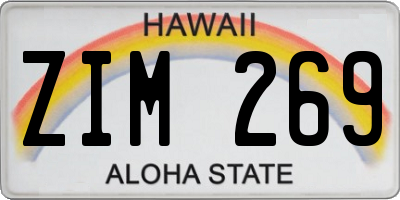 HI license plate ZIM269