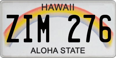 HI license plate ZIM276