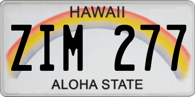 HI license plate ZIM277