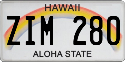HI license plate ZIM280