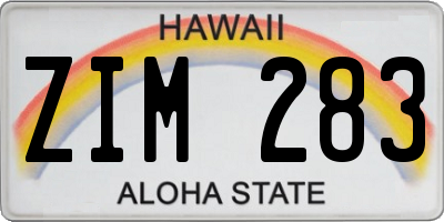 HI license plate ZIM283
