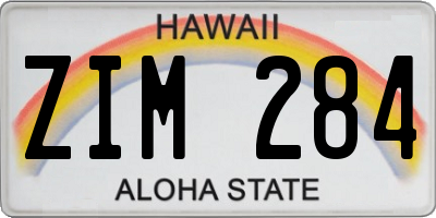 HI license plate ZIM284