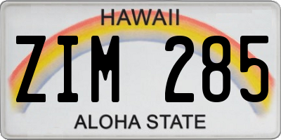 HI license plate ZIM285