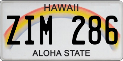 HI license plate ZIM286