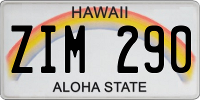 HI license plate ZIM290