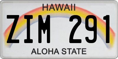 HI license plate ZIM291