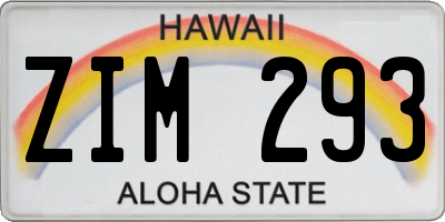 HI license plate ZIM293