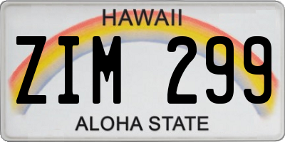 HI license plate ZIM299
