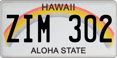 HI license plate ZIM302