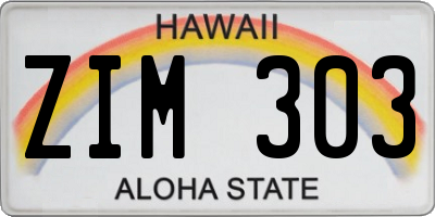 HI license plate ZIM303