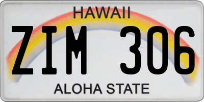 HI license plate ZIM306