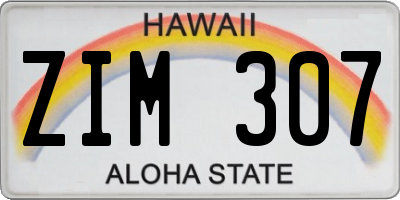 HI license plate ZIM307