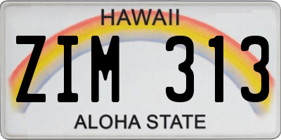 HI license plate ZIM313