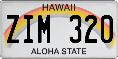 HI license plate ZIM320