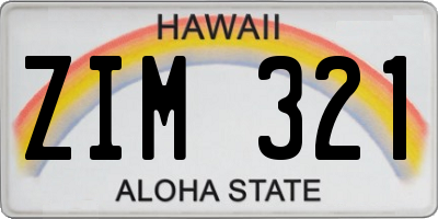 HI license plate ZIM321