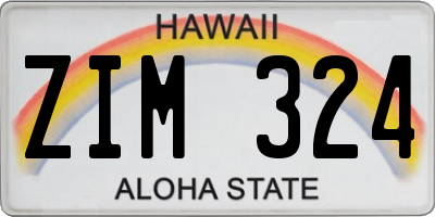 HI license plate ZIM324