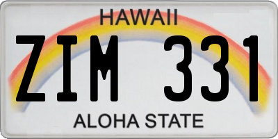 HI license plate ZIM331