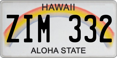HI license plate ZIM332