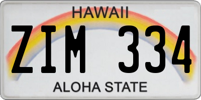 HI license plate ZIM334
