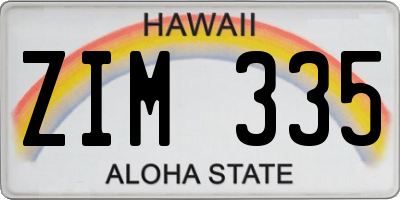 HI license plate ZIM335