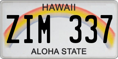 HI license plate ZIM337