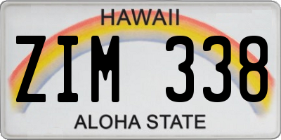 HI license plate ZIM338