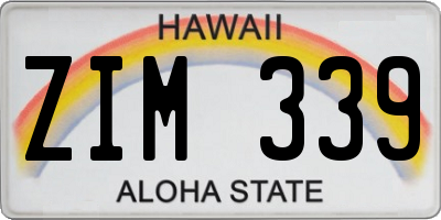 HI license plate ZIM339