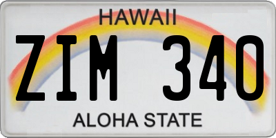 HI license plate ZIM340