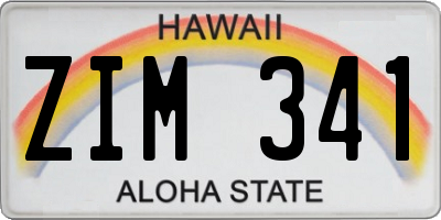 HI license plate ZIM341