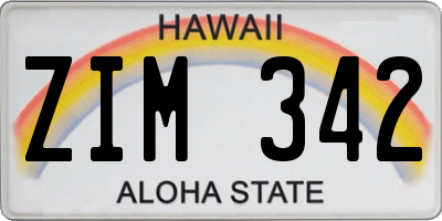 HI license plate ZIM342