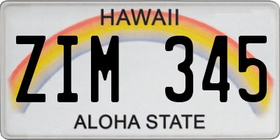 HI license plate ZIM345