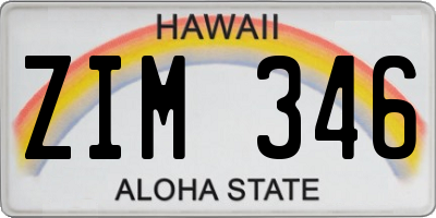 HI license plate ZIM346