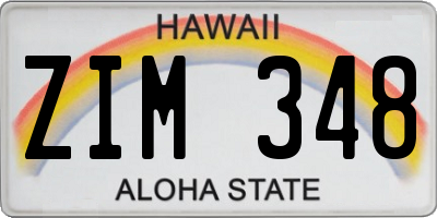 HI license plate ZIM348