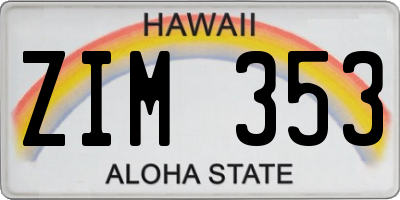 HI license plate ZIM353