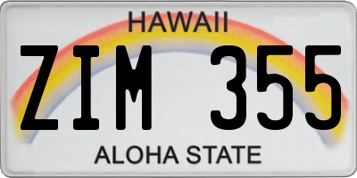 HI license plate ZIM355